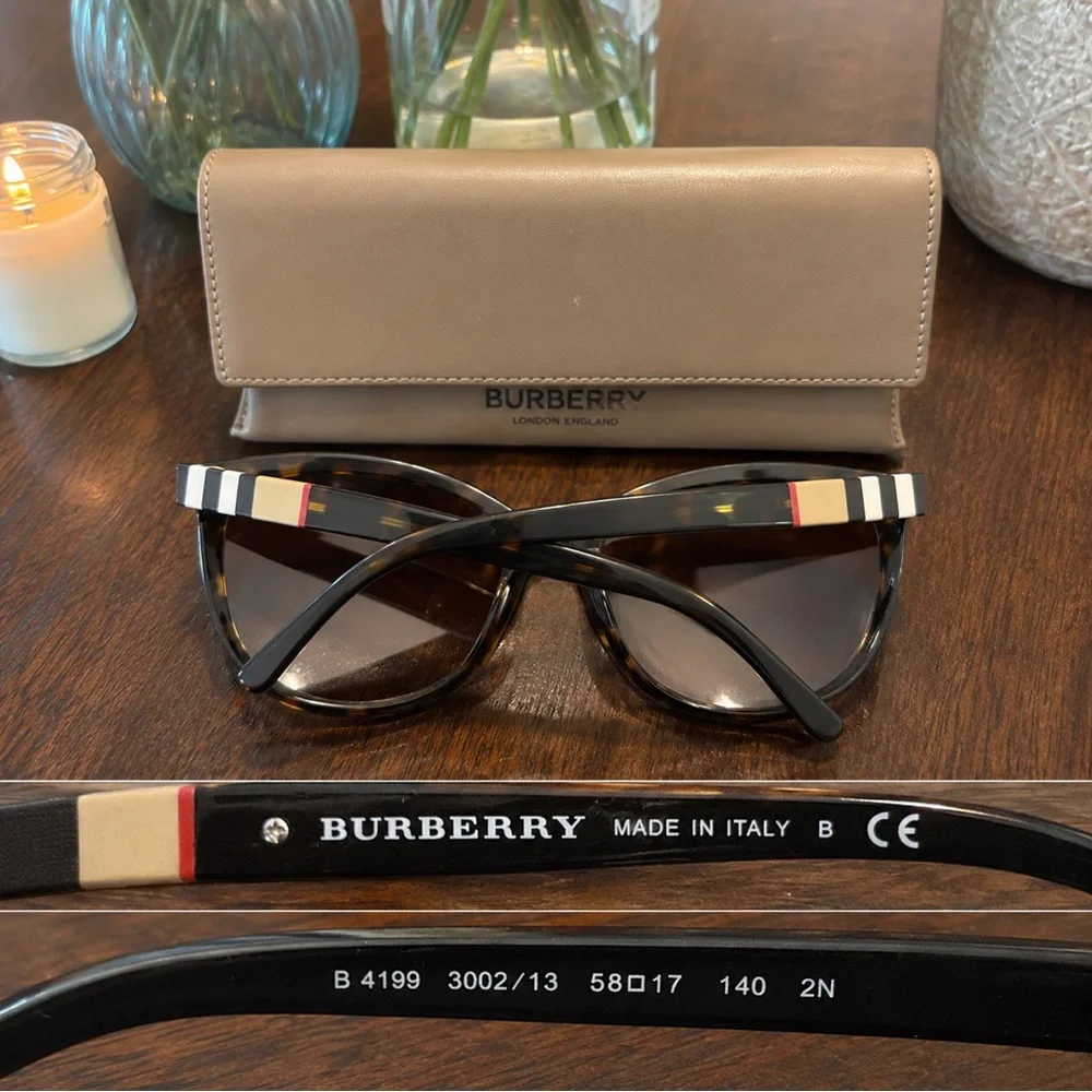 Burberry BE4199 Check Temple Sunglasses w/ Original Case | Authentic